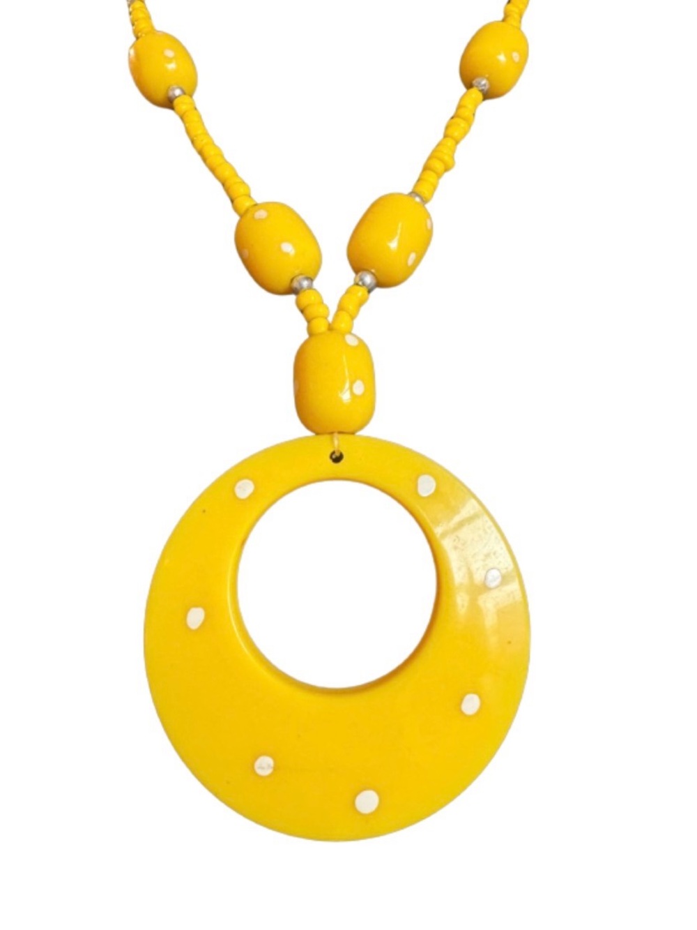 Vintage Yellow Polka Dot Necklace